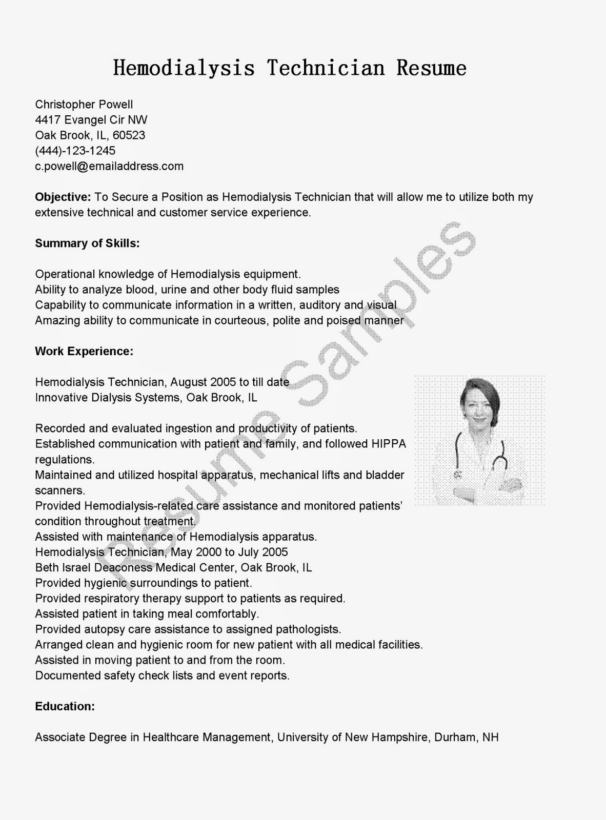 Utility technician resume
